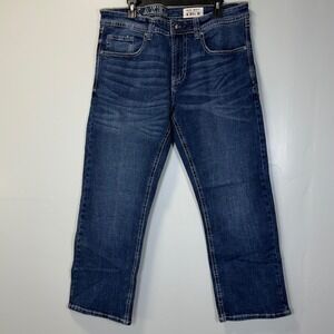 TK Axel Slim Boot Jeans Mens 36x30 Eaton Wash Embroidered Flap Pocket Western